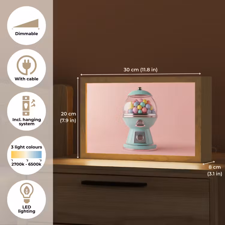 Kauwgom - Retro - Snoep - Roze Light Box met kabel (Tafellamp) klein -USP_EN