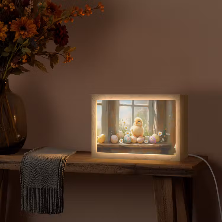 Kuiken - Raam - Paaseieren Light Box met kabel (Tafellamp) klein -sfeer4