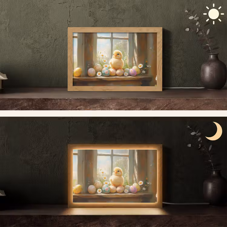 Kuiken - Raam - Paaseieren Light Box met kabel (Tafellamp) klein -sfeer3