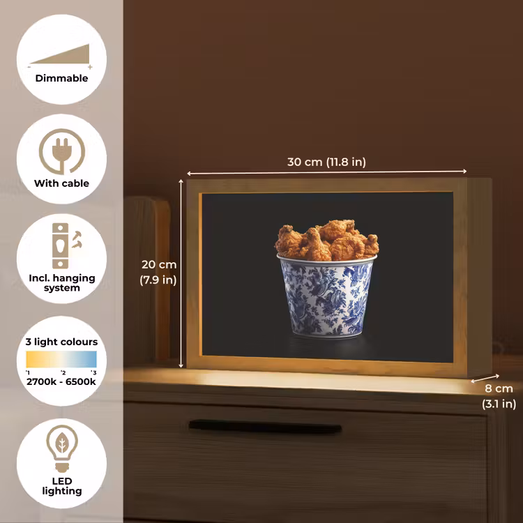 Kip - Bucket - Delfts blauw - Lekker Light Box met kabel (Tafellamp) klein -USP_EN