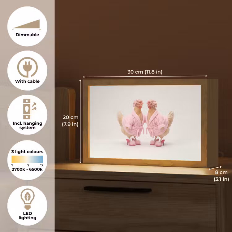 Kippen - Badjas - Krukspelden - Hakken Light Box met kabel (Tafellamp) klein -USP_EN