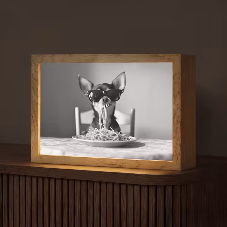 Chihuahua - Hond - Zonnebril - Humoristisch - Zwart - Wit - Spaghetti Light Box met kabel (Tafellamp) klein -z3d_website