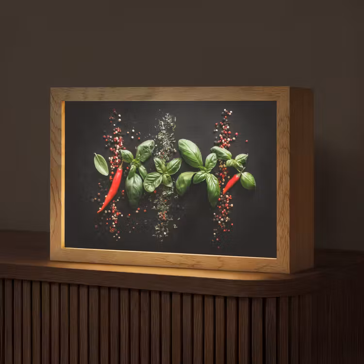 Chilipepers - Basilicum - Blaadjes - Rood Light Box met kabel (Tafellamp) klein -z3d_website