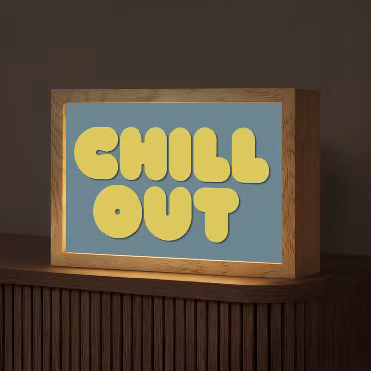 Chill out - Geel - Blauw Light Box met kabel (Tafellamp) klein -z3d_website