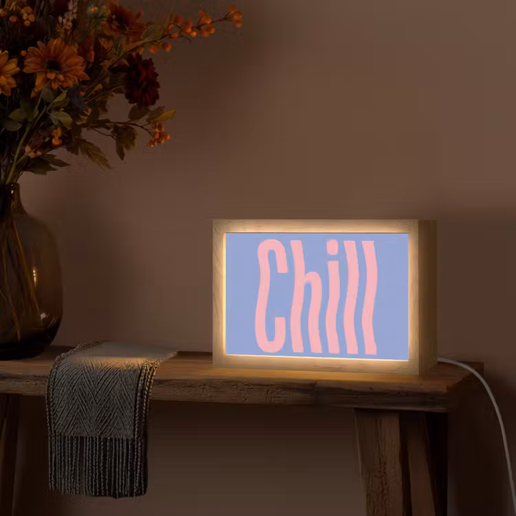 Chill - Roze - Blauw - Golvend Light Box met kabel (Tafellamp) klein -sfeer4