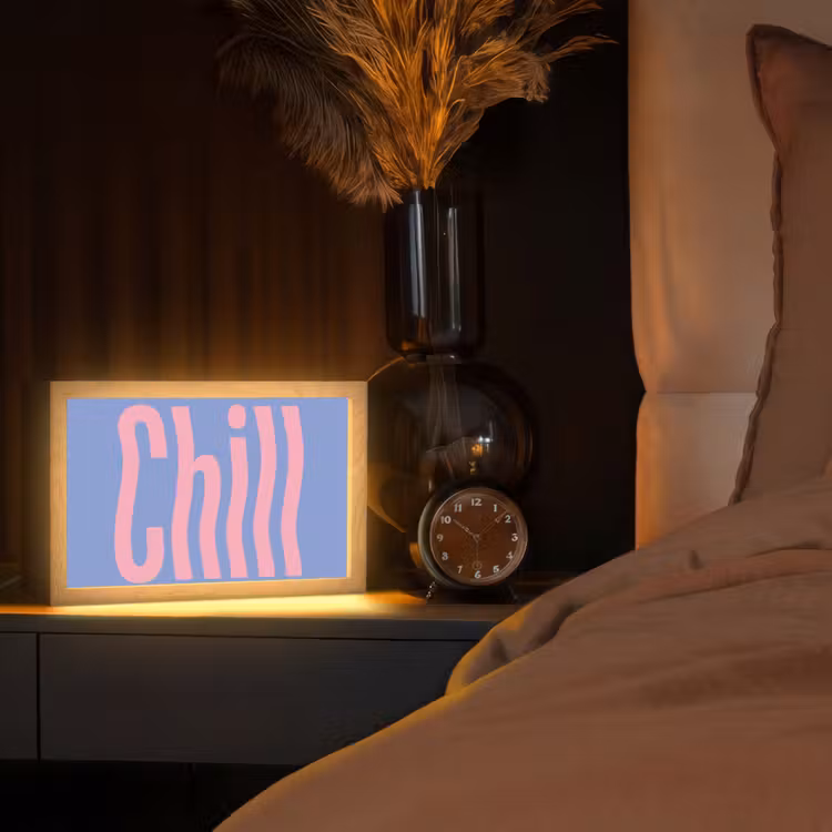Chill - Roze - Blauw - Golvend Light Box met kabel (Tafellamp) klein -sfeer1