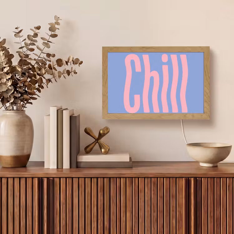 Chill - Roze - Blauw - Golvend Light Box met kabel (Tafellamp) klein -sfeer2