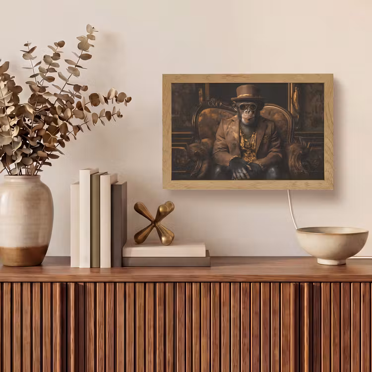 Chimpansee - Stoel - Pak - Bruin Light Box met kabel (Tafellamp) klein -sfeer2