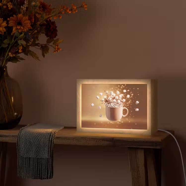 Chocomelk - Drinken - Warm - Bruin Light Box met kabel (Tafellamp) klein -sfeer4