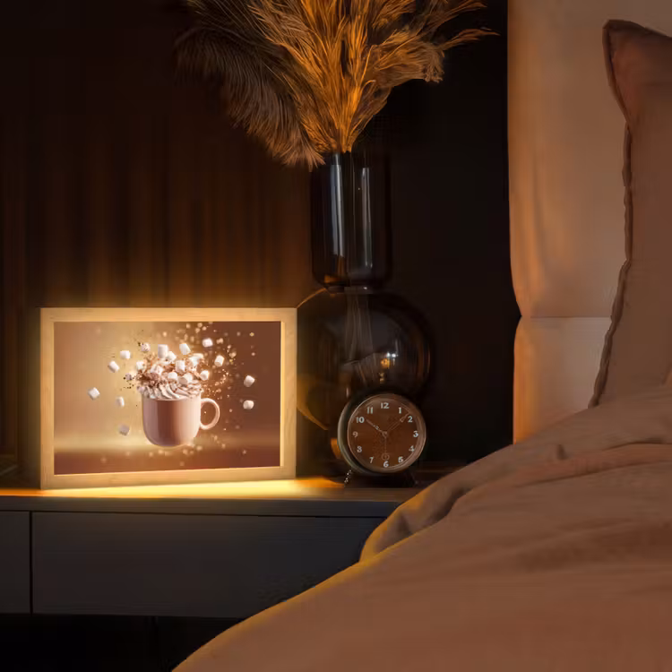 Chocomelk - Drinken - Warm - Bruin Light Box met kabel (Tafellamp) klein -sfeer1