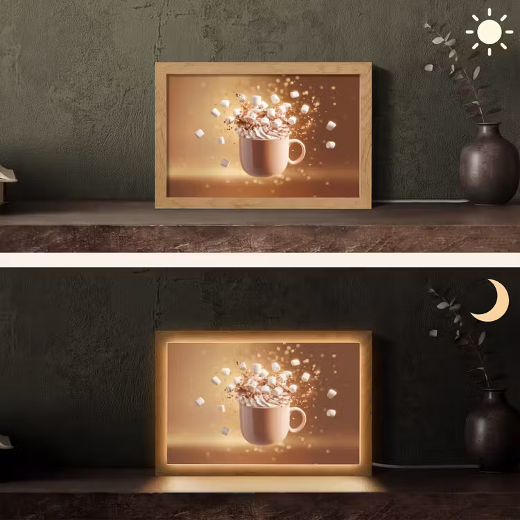 Chocomelk - Drinken - Warm - Bruin Light Box met kabel (Tafellamp) klein -sfeer3
