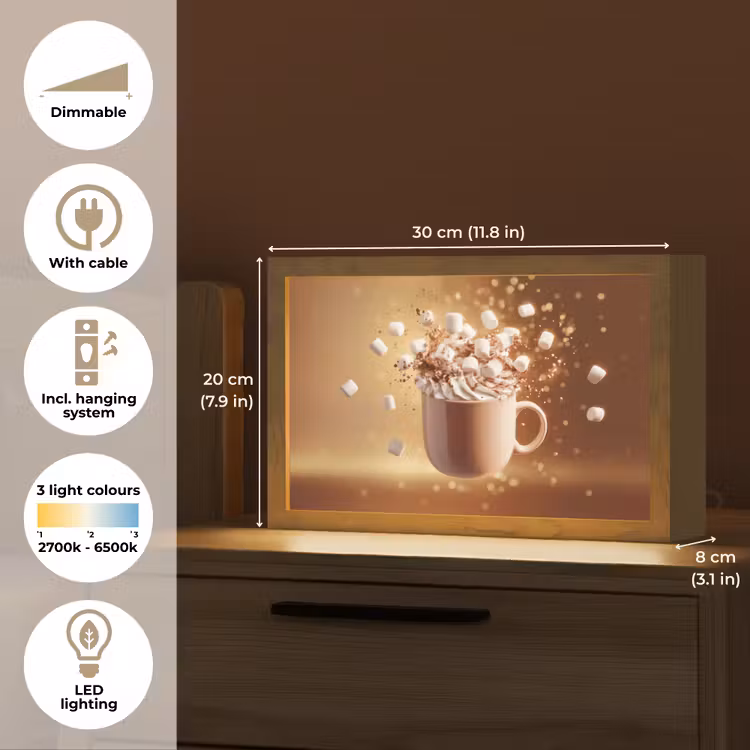 Chocomelk - Drinken - Warm - Bruin Light Box met kabel (Tafellamp) klein -USP_EN