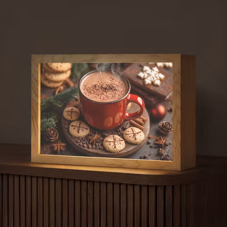 Chocolademelk - Mok - Winter - Kerst - Gezelligheid Light Box met kabel (Tafellamp) klein -z3d_website