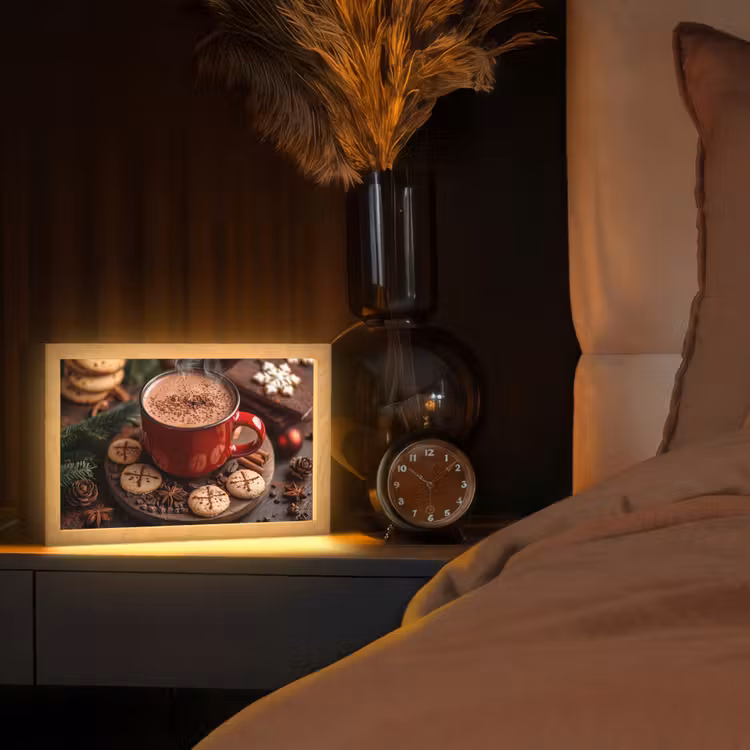 Chocolademelk - Mok - Winter - Kerst - Gezelligheid Light Box met kabel (Tafellamp) klein -sfeer1