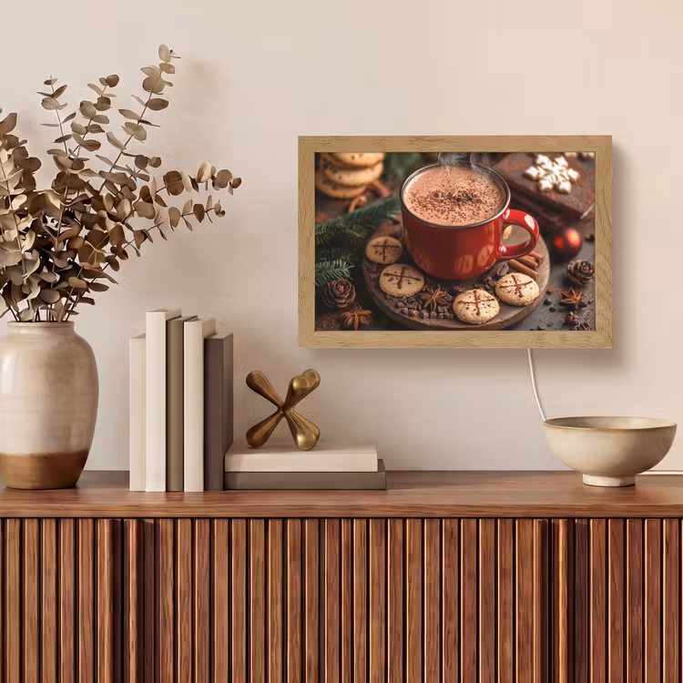 Chocolademelk - Mok - Winter - Kerst - Gezelligheid Light Box met kabel (Tafellamp) klein -sfeer2
