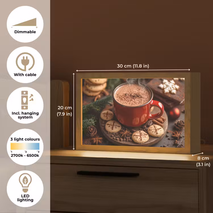 Chocolademelk - Mok - Winter - Kerst - Gezelligheid Light Box met kabel (Tafellamp) klein -USP_EN