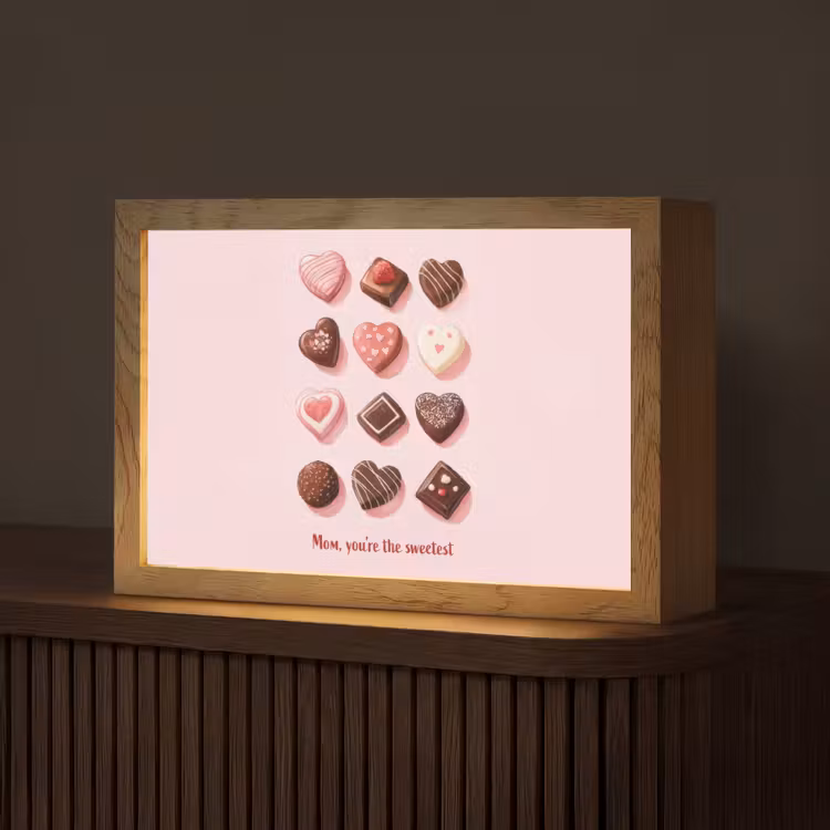 Chocolaatjes - Hartvormig - Liefste Light Box met kabel (Tafellamp) klein -z3d_website
