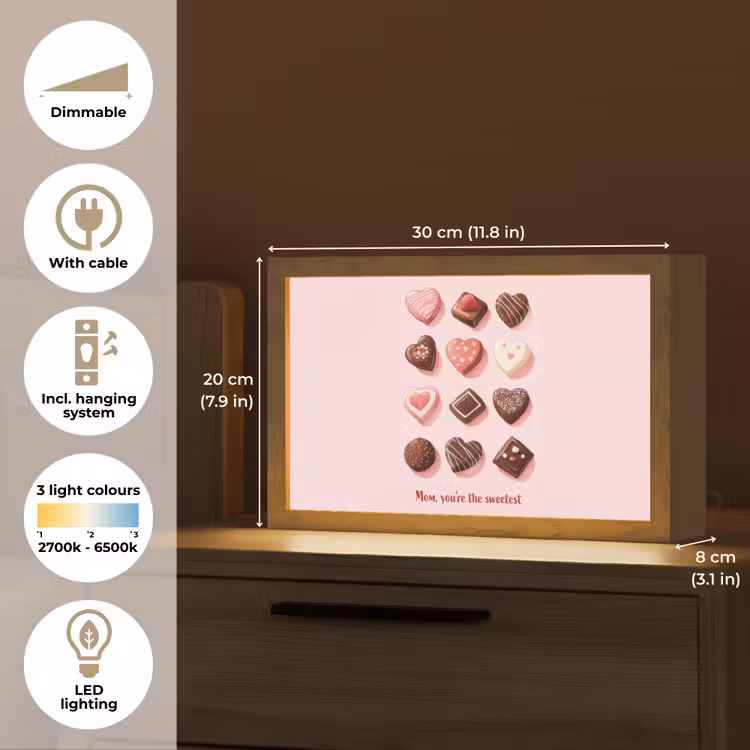 Chocolaatjes - Hartvormig - Liefste Light Box met kabel (Tafellamp) klein -USP_EN