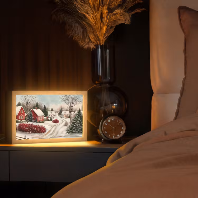 Kerstsfeer - Landelijk - Rood Light Box met kabel (Tafellamp) klein -sfeer1