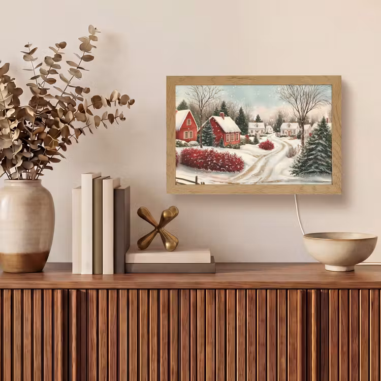 Kerstsfeer - Landelijk - Rood Light Box met kabel (Tafellamp) klein -sfeer2