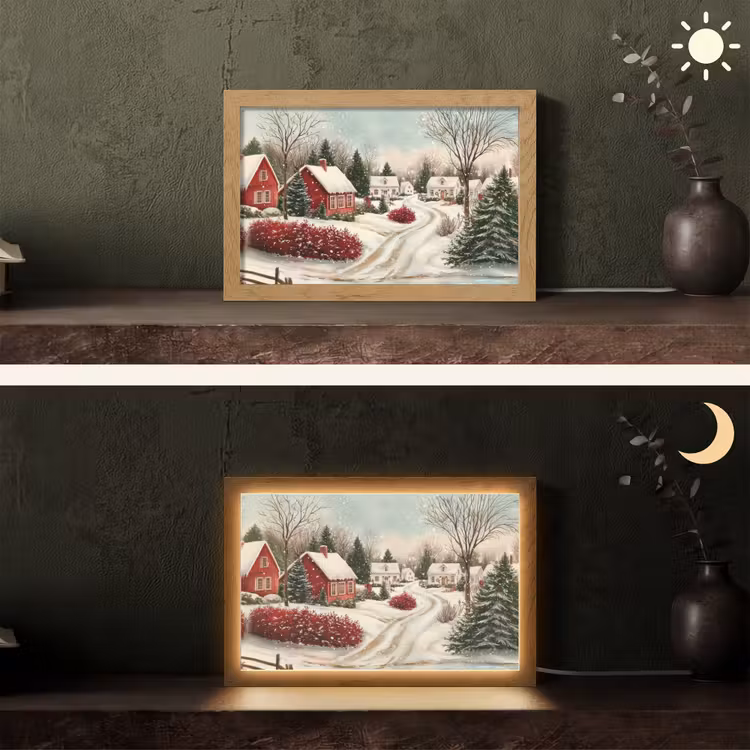 Kerstsfeer - Landelijk - Rood Light Box met kabel (Tafellamp) klein -sfeer3