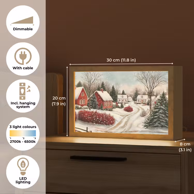 Kerstsfeer - Landelijk - Rood Light Box met kabel (Tafellamp) klein -USP_EN