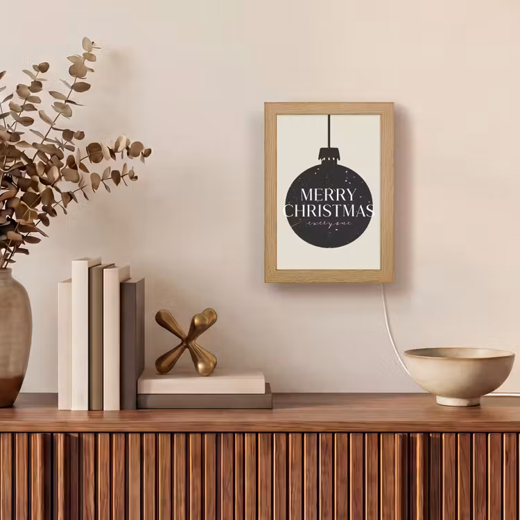 Kerstballen - Japandi - Christmas - Zwarte kerstballen Light Box met kabel (Tafellamp) klein -sfeer2