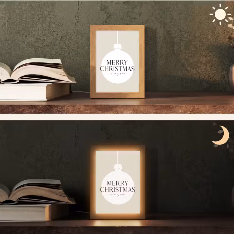 Christmas - Kerstballen - Japandi - Witte kerstballen Light Box met kabel (Tafellamp) klein -sfeer3