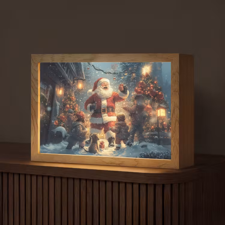Kerstvreugde - Sneeuw - Kleurrijk Light Box met kabel (Tafellamp) klein -z3d_website