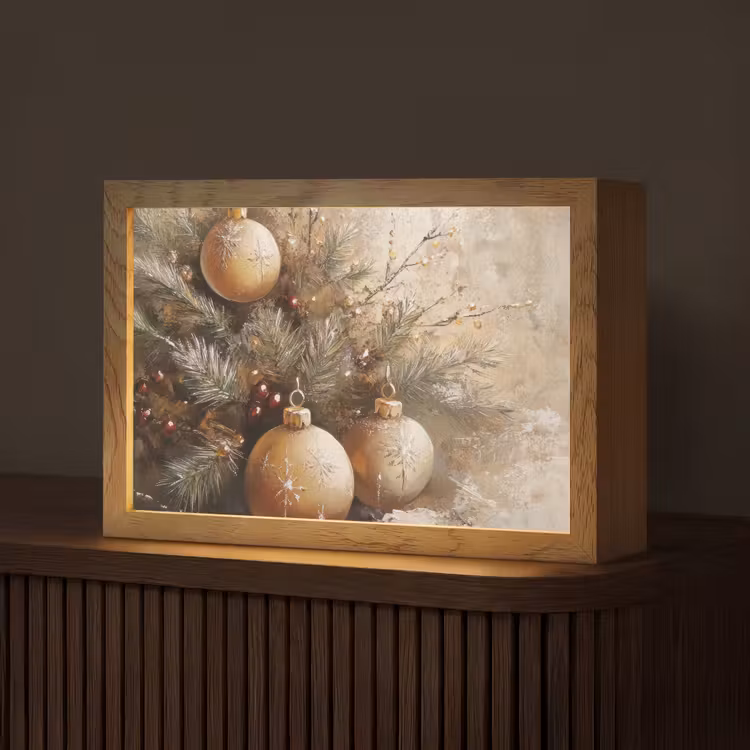 Kerst - Kerstballen - Beige - Goud Light Box met kabel (Tafellamp) klein -z3d_website