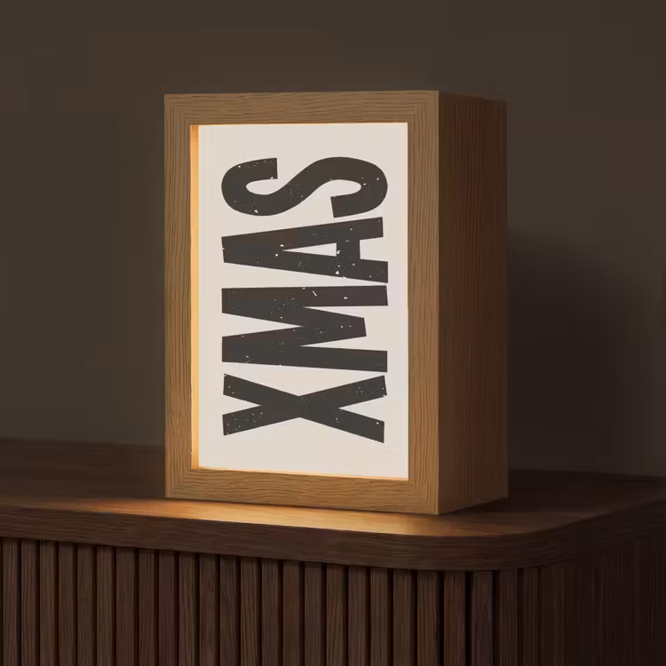 Kerst - Christmas - Japandi - Beige Light Box met kabel (Tafellamp) klein -z3d_website