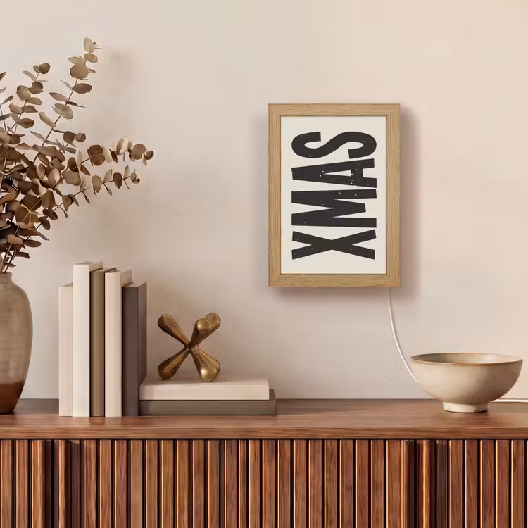 Kerst - Christmas - Japandi - Beige Light Box met kabel (Tafellamp) klein -sfeer2