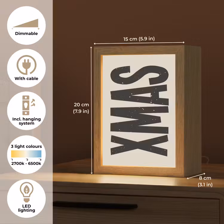Kerst - Christmas - Japandi - Beige Light Box met kabel (Tafellamp) klein -USP_EN