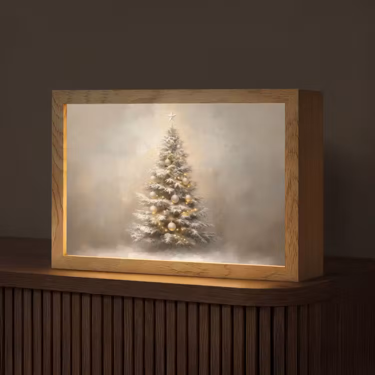 Kerst - kerstboom - Sneeuw - Art Light Box met kabel (Tafellamp) klein -z3d_website