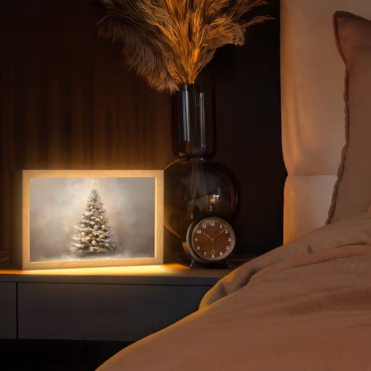 Kerst - kerstboom - Sneeuw - Art Light Box met kabel (Tafellamp) klein -sfeer1