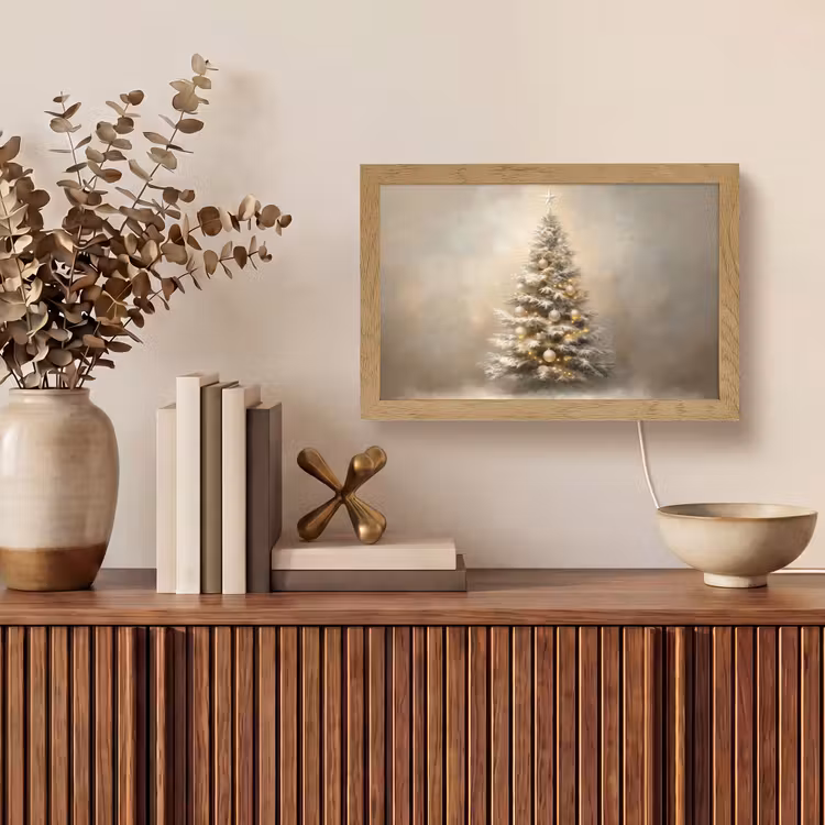 Kerst - kerstboom - Sneeuw - Art Light Box met kabel (Tafellamp) klein -sfeer2