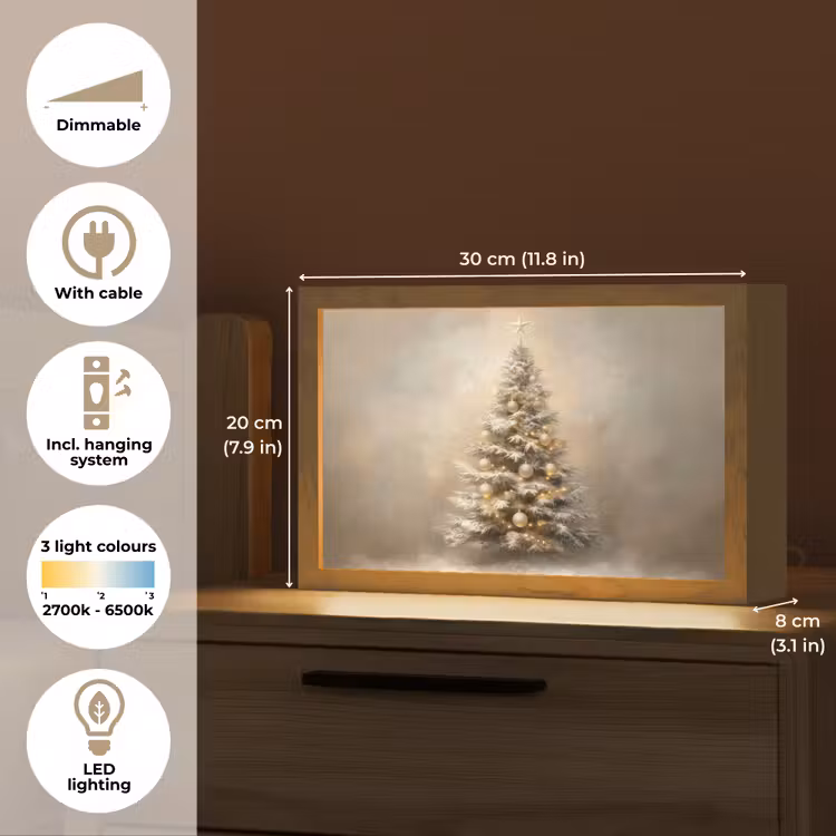 Kerst - kerstboom - Sneeuw - Art Light Box met kabel (Tafellamp) klein -USP_EN