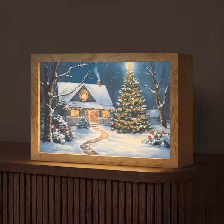 Kerst - Kerstboom - Winter - Huis - Sneeuw Light Box met kabel (Tafellamp) klein -z3d_website