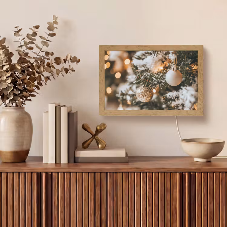 Kerst - Kerstboom - Winter - Binnen - Sneeuw Light Box met kabel (Tafellamp) klein -sfeer2