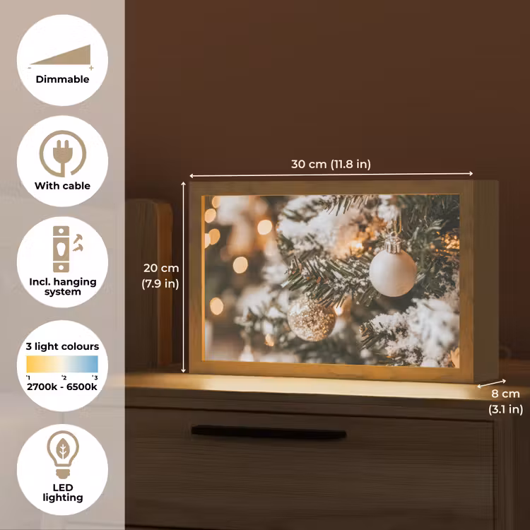 Kerst - Kerstboom - Winter - Binnen - Sneeuw Light Box met kabel (Tafellamp) klein -USP_EN