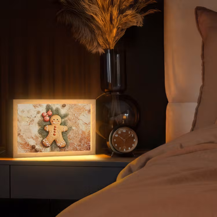 Kerstmis - Koekje - Poppetje - Speculaas Light Box met kabel (Tafellamp) klein -sfeer1