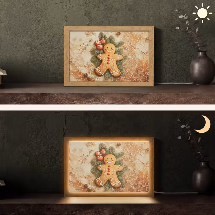 Kerstmis - Koekje - Poppetje - Speculaas Light Box met kabel (Tafellamp) klein -sfeer3