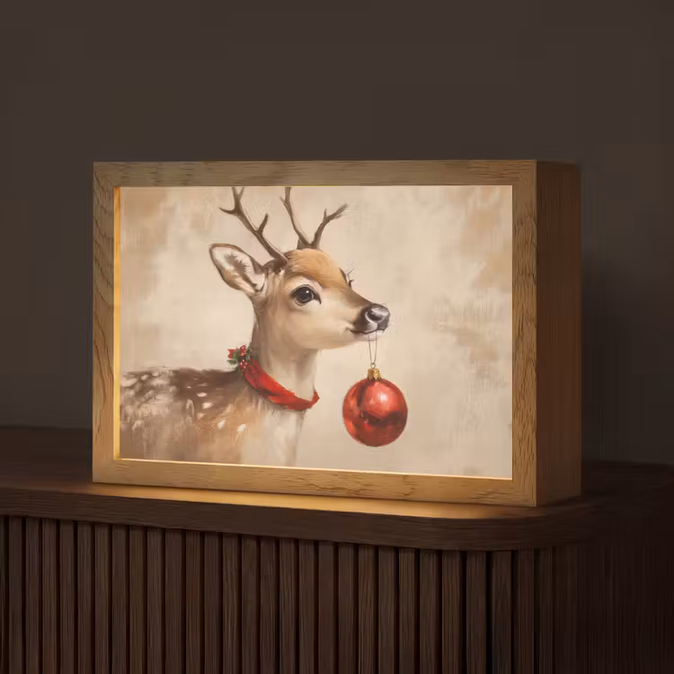 Kerst - Hert - Gewei - Kerstbal - Rendier Light Box met kabel (Tafellamp) klein -z3d_website