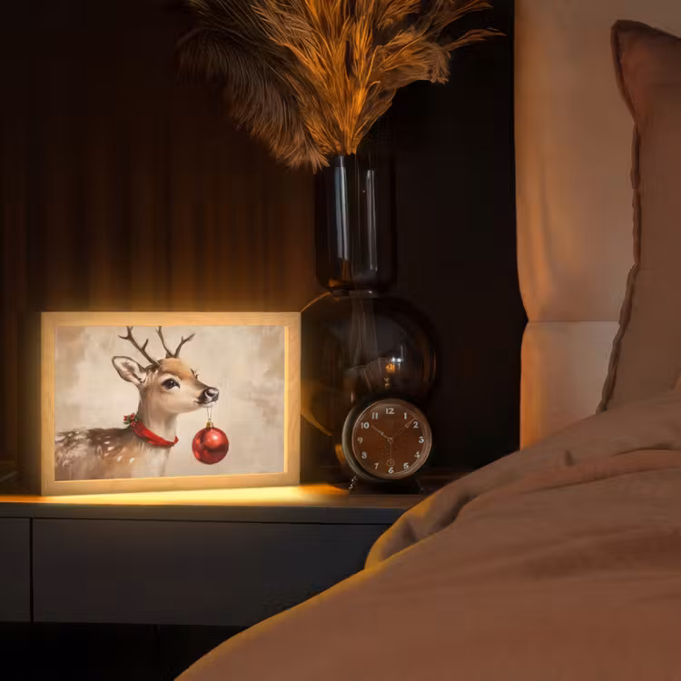 Kerst - Hert - Gewei - Kerstbal - Rendier Light Box met kabel (Tafellamp) klein -sfeer1