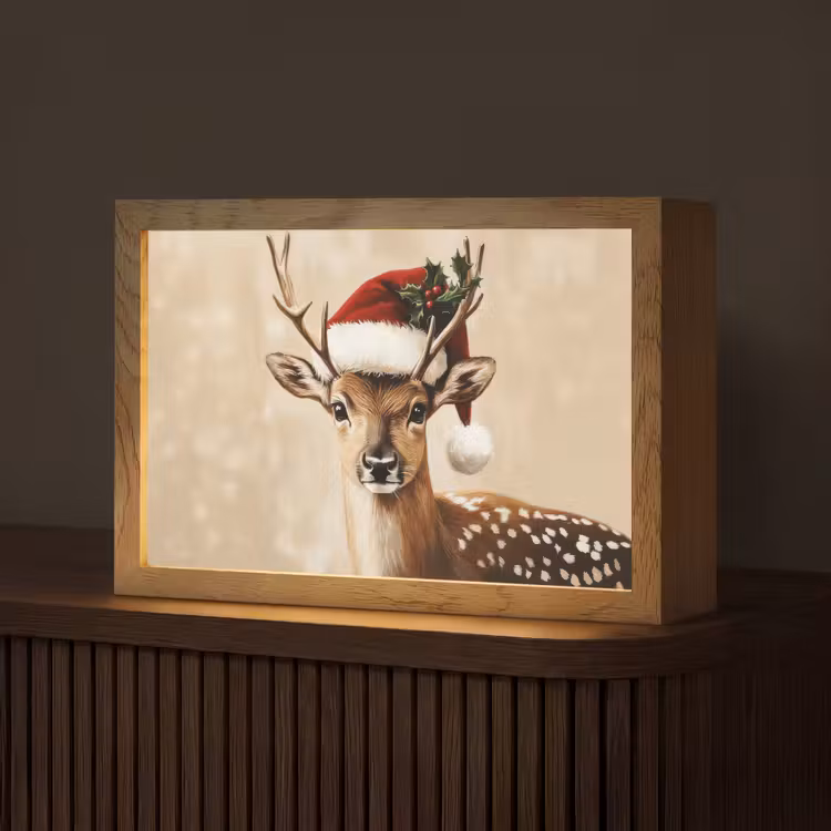 Kerst - Hert - Gewei - Rood Light Box met kabel (Tafellamp) klein -z3d_website