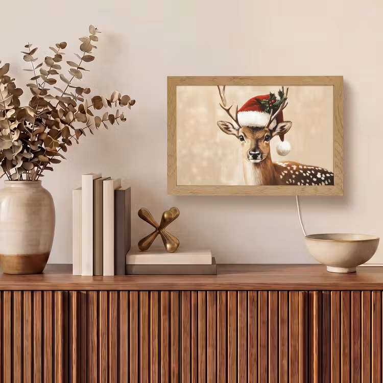 Kerst - Hert - Gewei - Rood Light Box met kabel (Tafellamp) klein -sfeer2