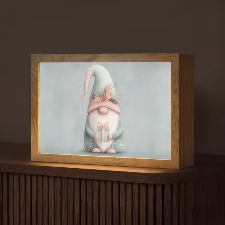 Kerstgnome - Cadeau - Groen Light Box met kabel (Tafellamp) klein -z3d_website