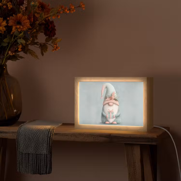 Kerstgnome - Cadeau - Groen Light Box met kabel (Tafellamp) klein -sfeer4