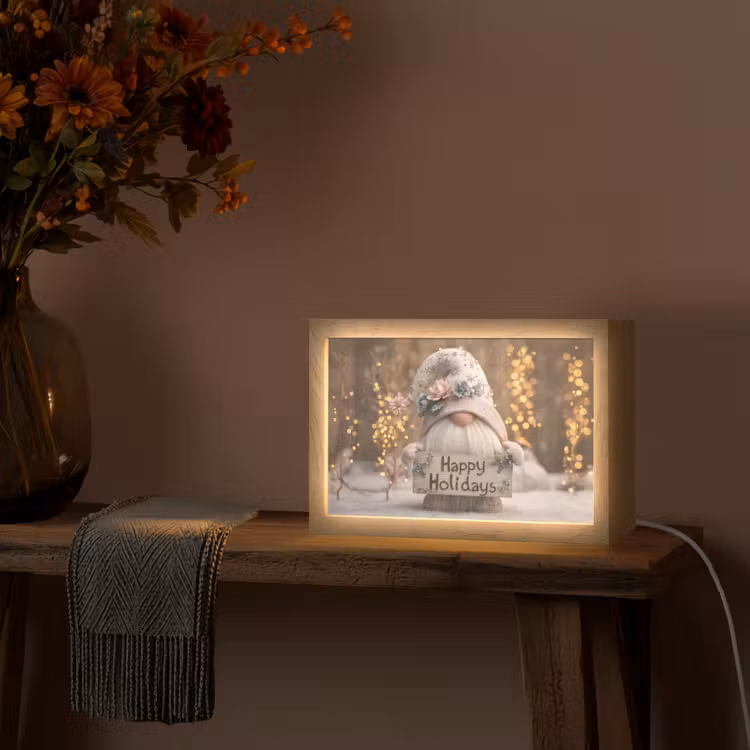 Kerst - Gnome - Bord - Kleurrijk Light Box met kabel (Tafellamp) klein -sfeer4