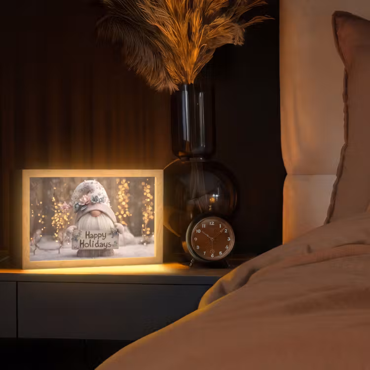 Kerst - Gnome - Bord - Kleurrijk Light Box met kabel (Tafellamp) klein -sfeer1